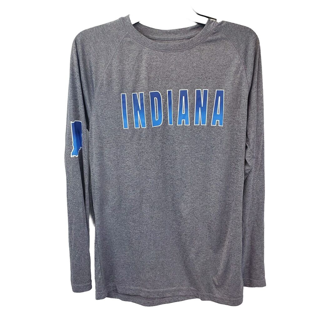 State Of Mine Indiana Sports Shirt Men's Small Gray & Blue Long-sleeved Athletic